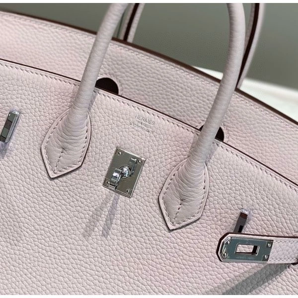 Hermes Birkin 25cm Bag In Mauve Pale Clemence Leather PHW – HW009