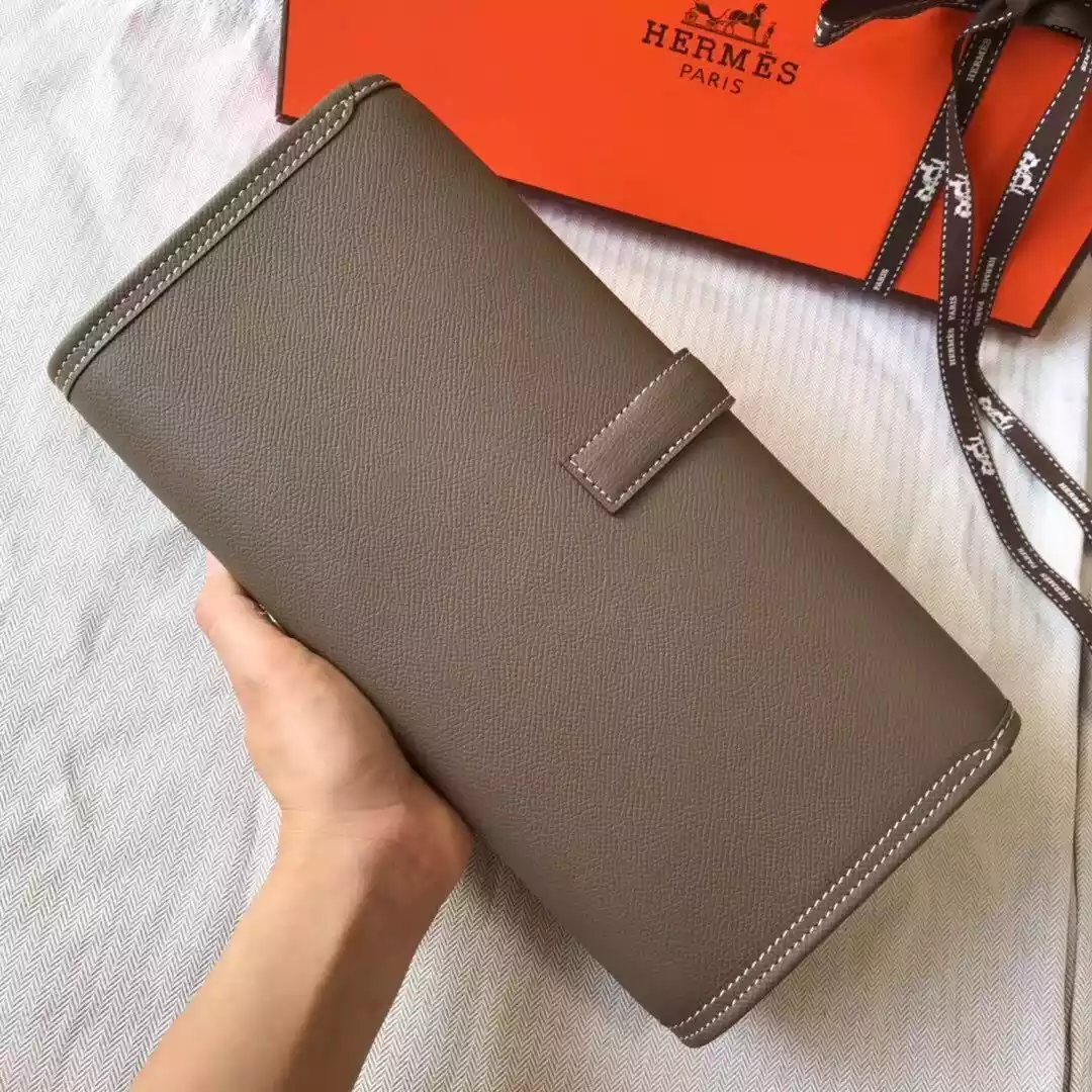 Hermes Jige Elan 29 Clutch In Taupe Grey Epsom Leather- HW103