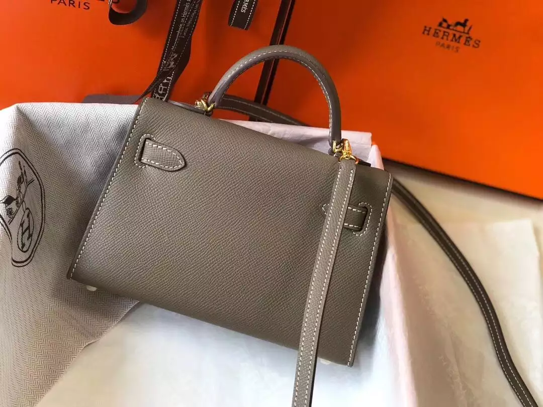 Hermes Kelly Mini II Bag In Taupe Grey Epsom Leather GHW – HW125