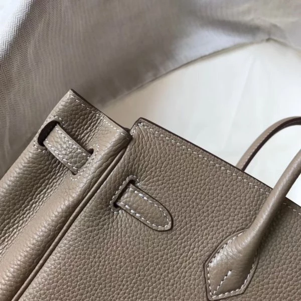 Hermes Birkin 25cm Bag In Tourterelle Clemence Leather GHW – HW005