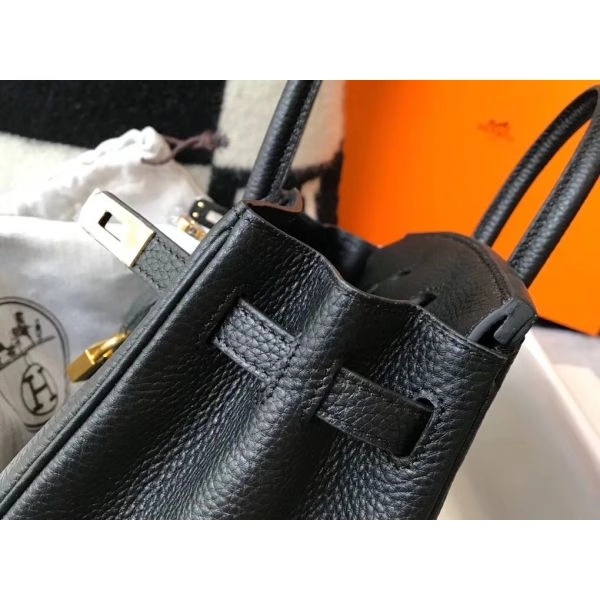 Hermes Birkin 25cm Bag In Black Clemence Leather GHW – HW010