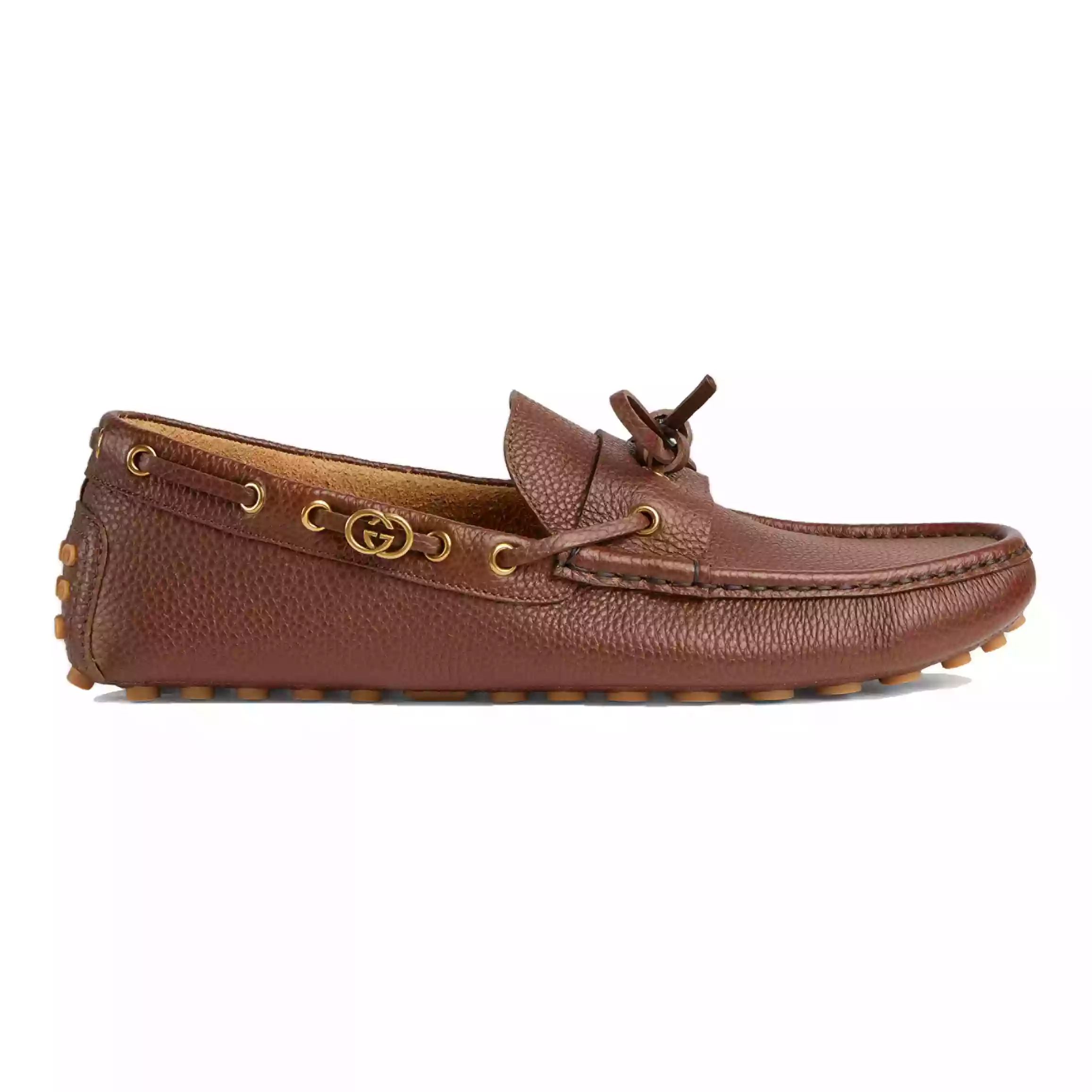 MEN’S DRIVER WITH INTERLOCKING G IN BROWN – GL103