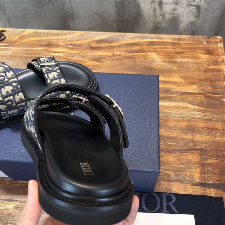 DIOR AQUA SANDAL BEIGE AND BLACK DIOR OBLIQUE JACQUARD – DS008