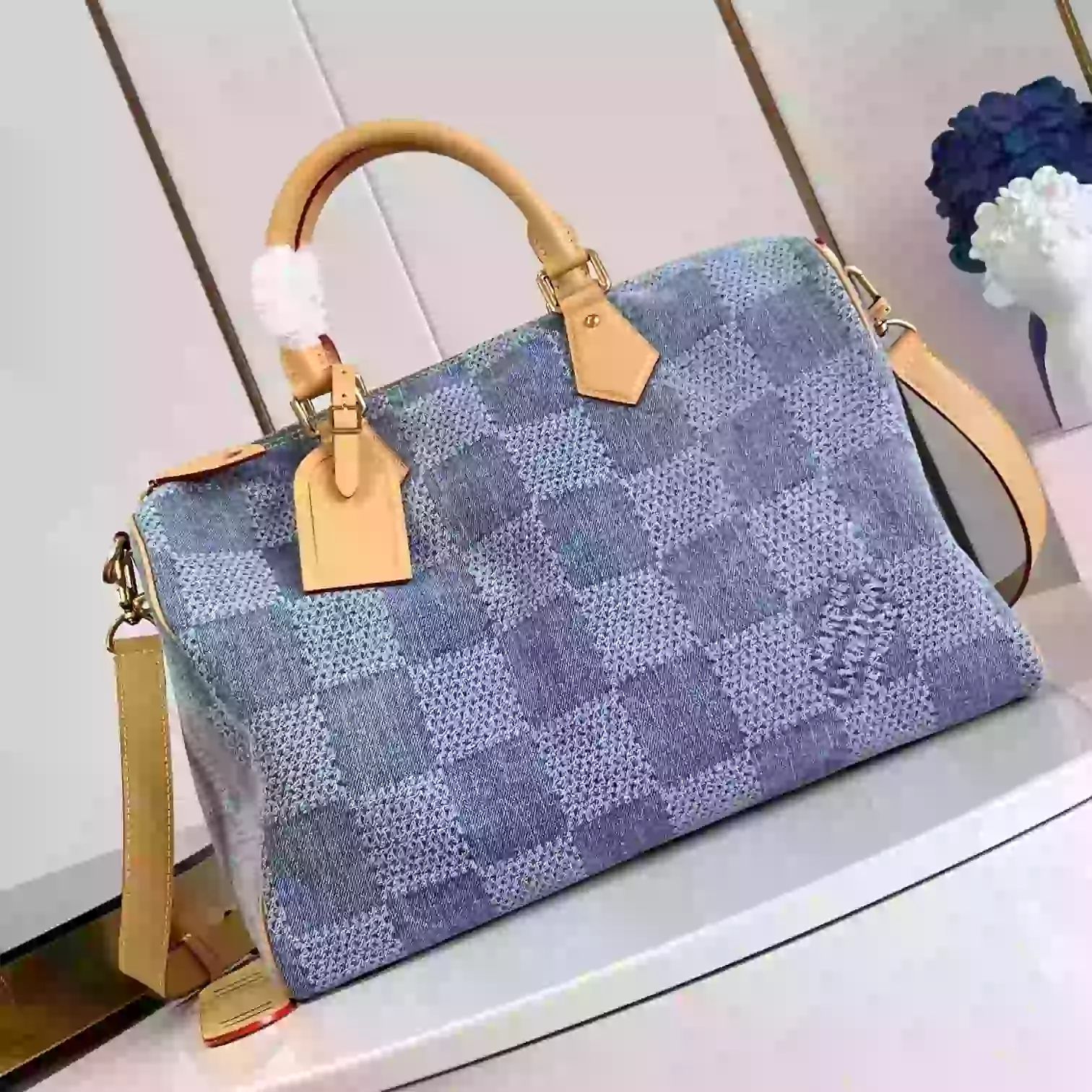 SPEEDY 40 BANDOULIERE BLUE DAMIER DENIM 3D N40701- LW377