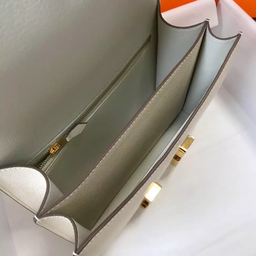 Hermes White Constance MM 24cm Epsom Leather Bag – HW036
