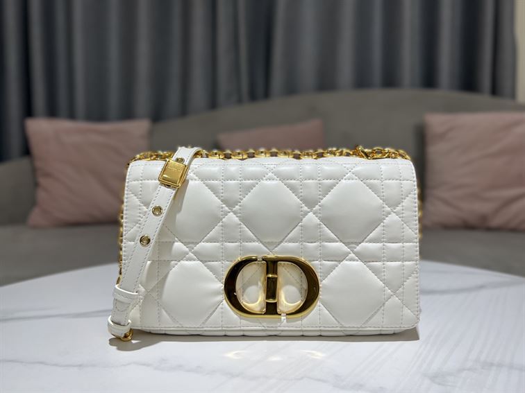 DIOR MEDIUM DIOR CARO BAG WHITE QUILTED MACROCANNAGE CALFSKIN – DOB062