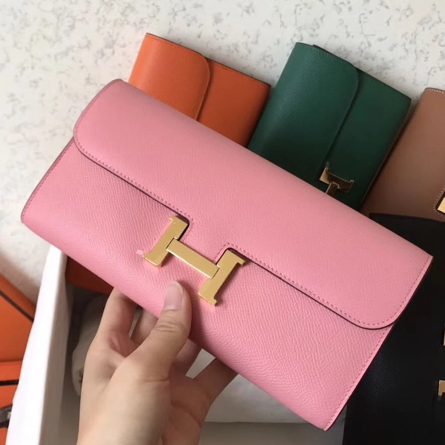 Hermes Constance Long Wallet In Pink Epsom Leather – HW187