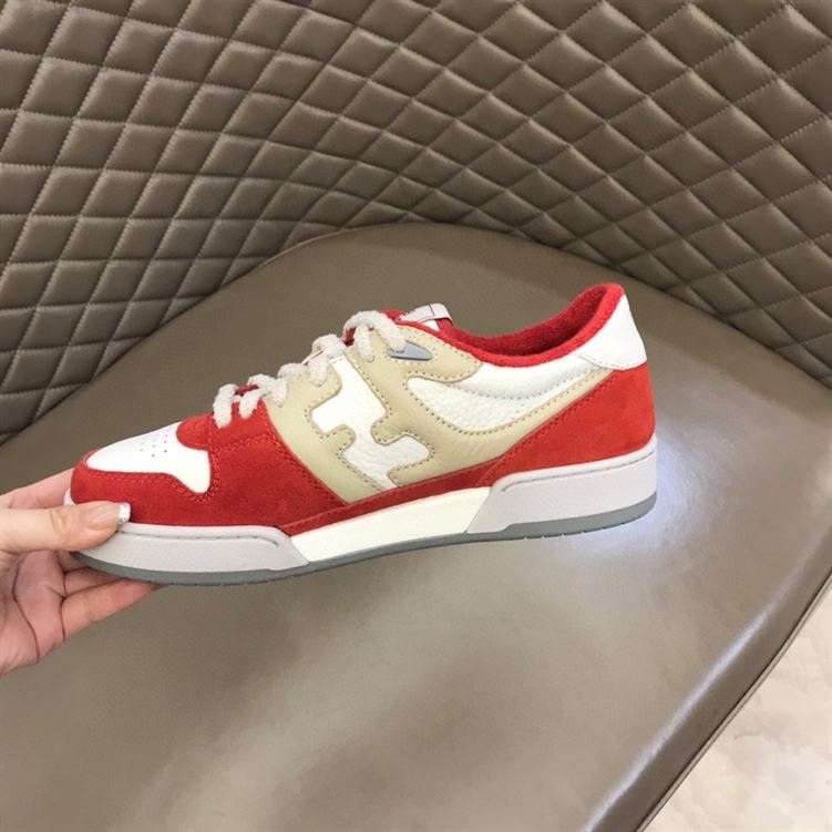 FENDI MATCH RED LEATHER LOW-TOPS SNEAKERS – FDS001
