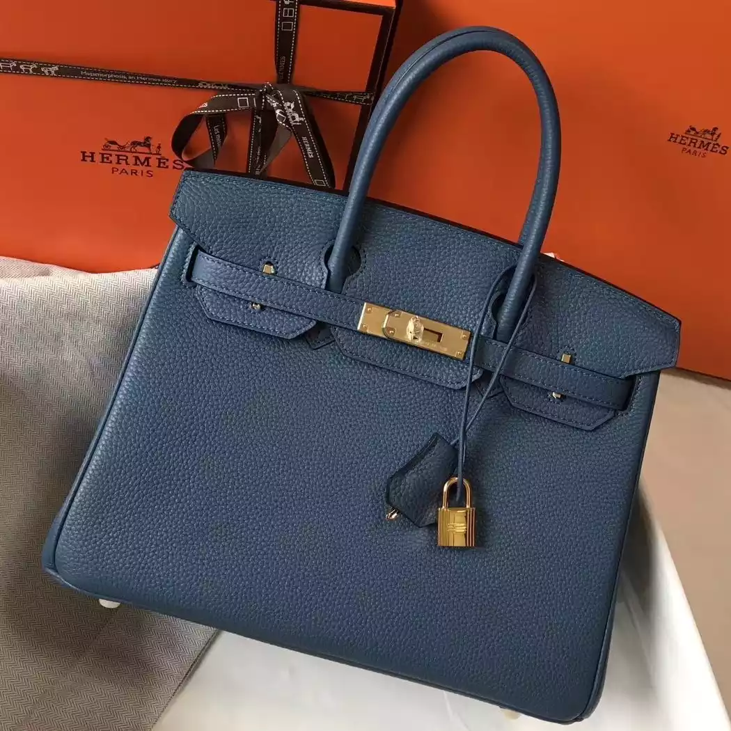 Hermes Blue Agate Clemence Birkin 30cm Bag – HW034