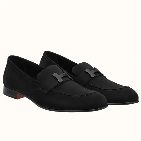 Hermes Men’s Paris Loafers In Black Suede Calfskin – HM013