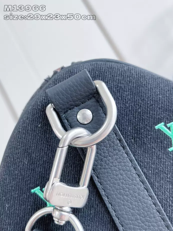 KEEPALL BANDOULIERE 50 BAG BLACK BLASON DENIM M13966 – LW352