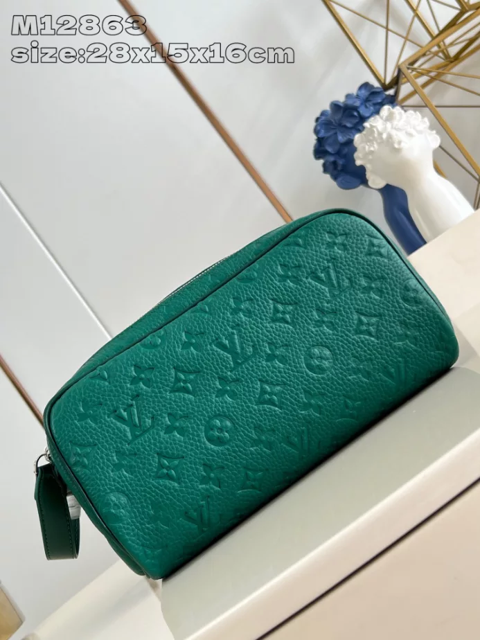 Louis Vuitton Dopp Kit Borneo Green Taurillon Monogram Cowhide Leather Bag – LW139