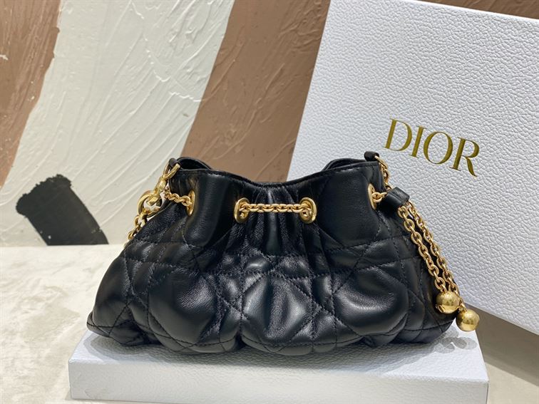 DIOR SMALL DIOR AMMI BAG BLACK SUPPLE MACROCANNAGE LAMBSKIN – DOB046