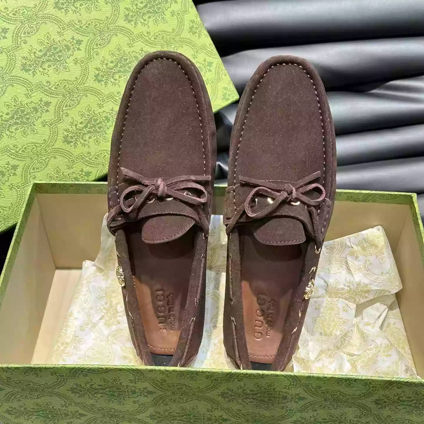 MEN’S DRIVER WITH INTERLOCKING G IN DARK BROWN – GL099