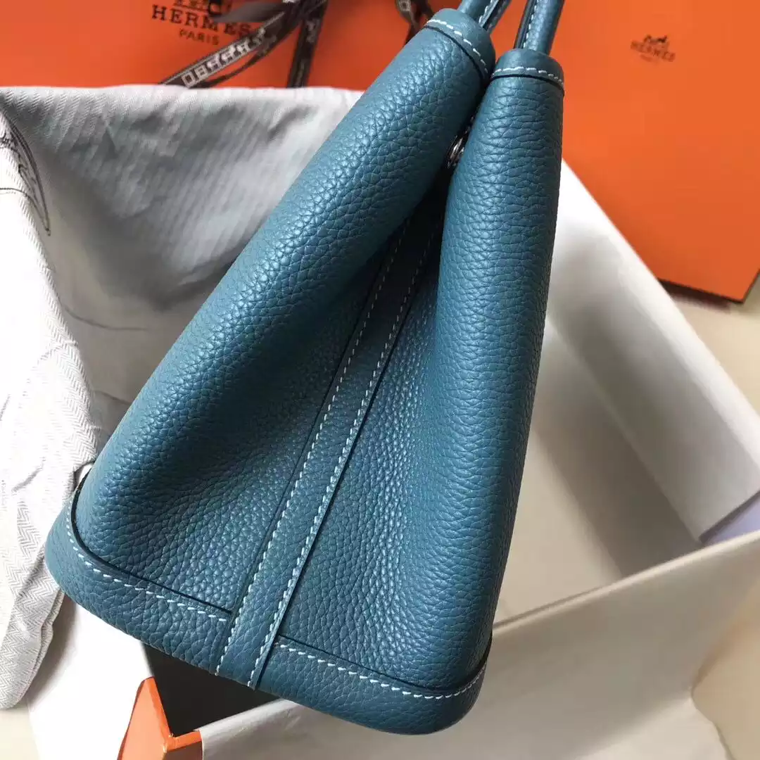 Hermes Garden Party 30 Bag In Blue Jean Taurillon Leather – HW079