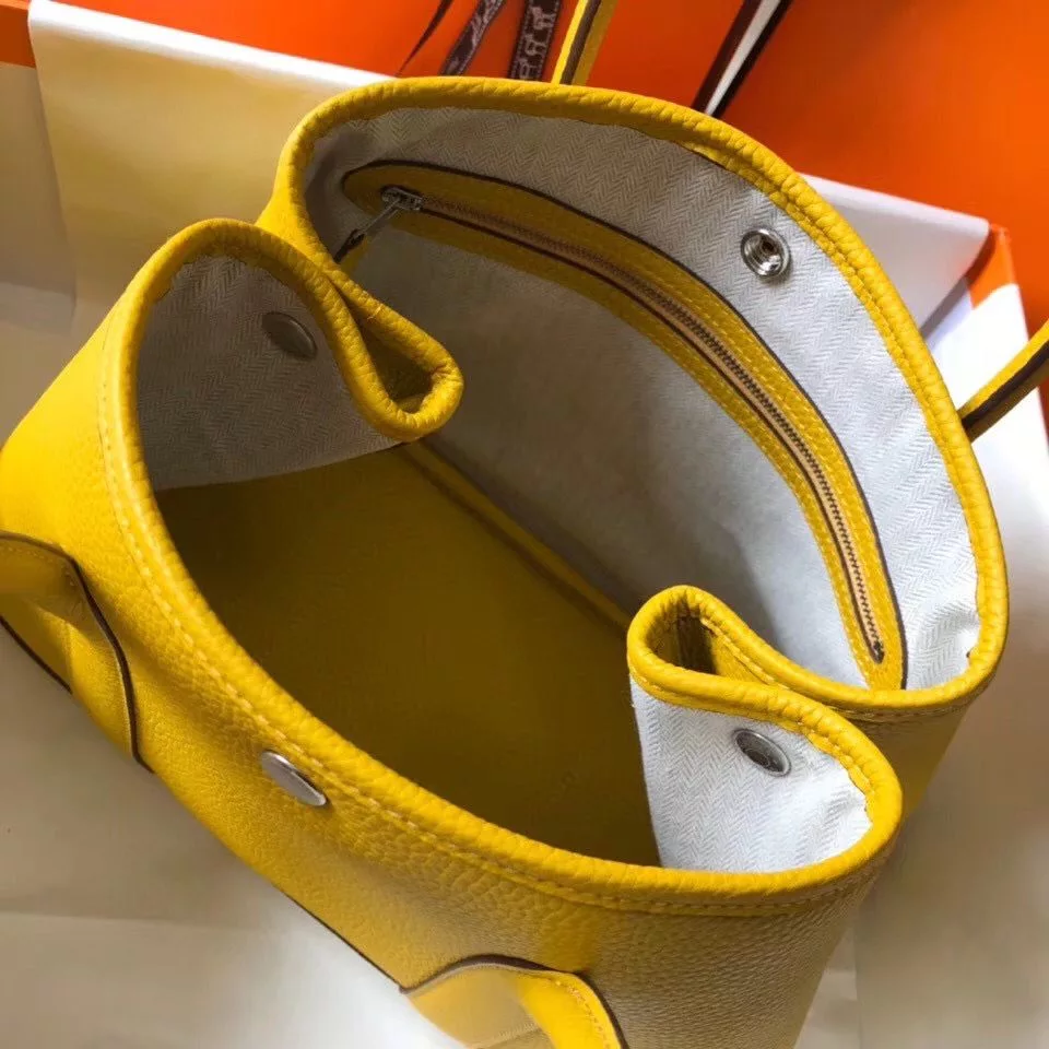 Hermes Garden Party 30 Bag In Yellow Taurillon Leather – HW076