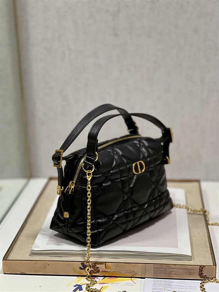 DIOR CARO D-COSY BAG BLACK SUPPLE CANNAGE CALFSKIN – DOB087