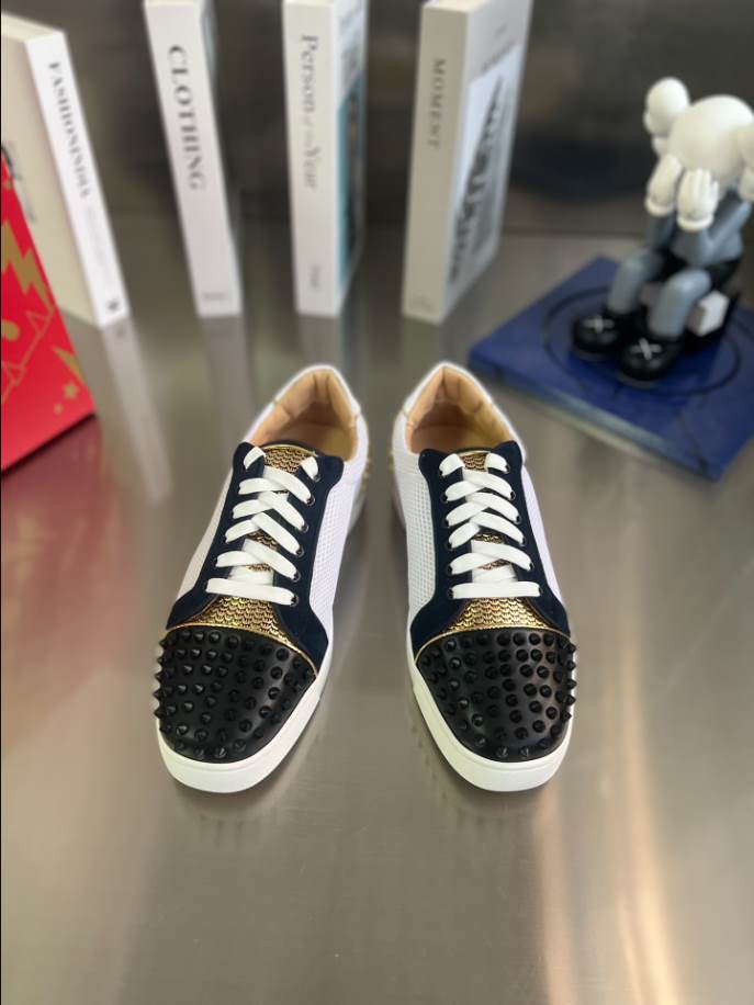 Christian Louboutin Low Top Black White Gold Sneaker – CLS050