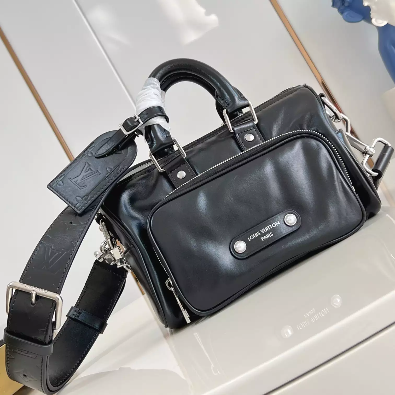 KEEPALL CARGO BANDOULIERE 25 BAG BLACK LEATHER M13988 – LW291