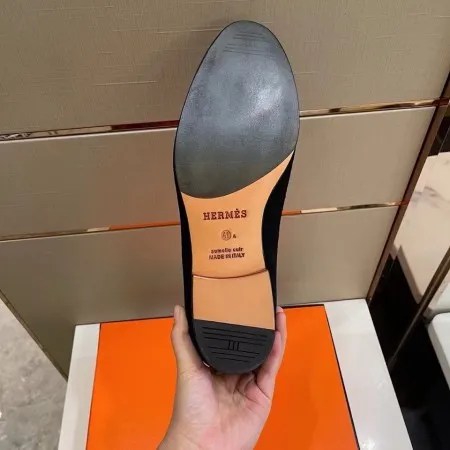 Hermes Men’s Paris Loafers In Black Suede Calfskin – HM013