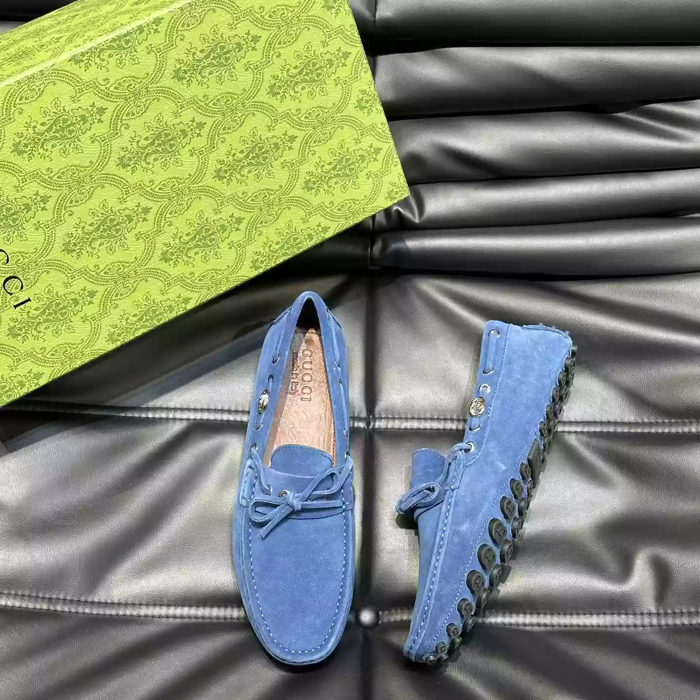 MEN’S DRIVER WITH INTERLOCKING G IN BLUE  – GL100