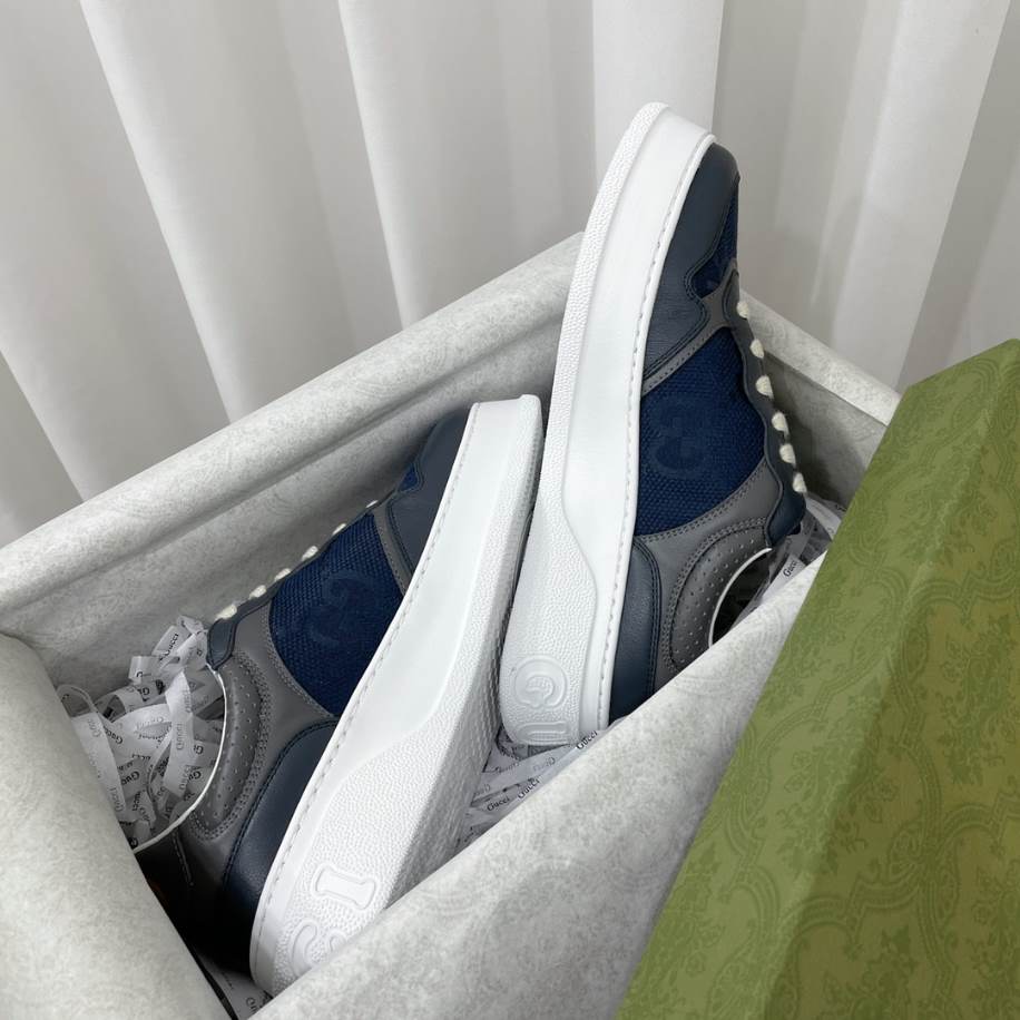 Gucci Chunky Lace Embossed Grey Blue Sneakers – GCC192