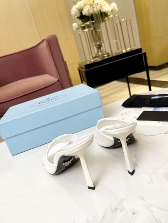 PRADA HEELED SANDALS 75MM IN WHITE BRUSHED LEATHER – PSD016