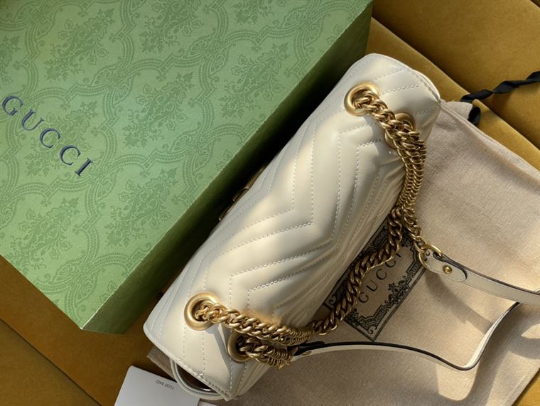 GUCCI GG MARMONT SMALL SHOULDER BAG IN WHITE LEATHER – GB59