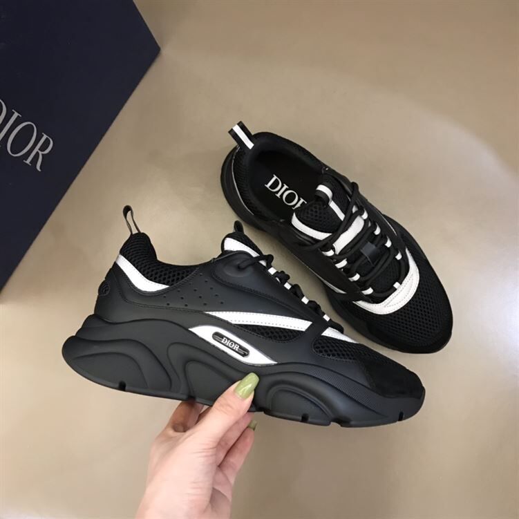 DIOR B22 SNEAKER BLACK TECHNICAL MESH AND SMOOTH CALFSKIN – DO045