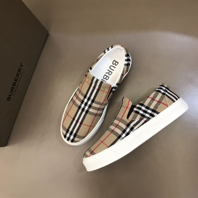 BURBERRY BIO-BASED SOLE LATTICED COTTON SLIP-ON SNEAKERS – BBR024