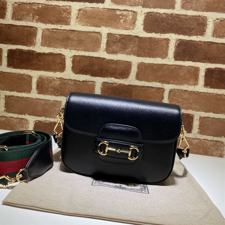 GUCCI HORSEBIT 1955 MINI BAG IN BLACK LEATHER – GB12