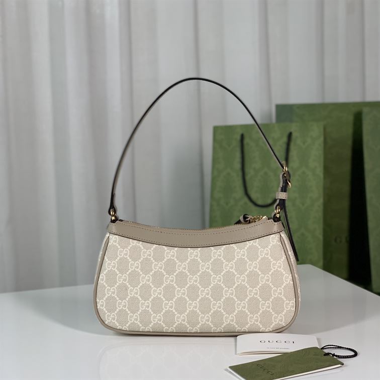 GUCCI OPHIDIA SMALL HANDBAG BEIGE AND WHITE GG SUPREME CANVAS – GB71