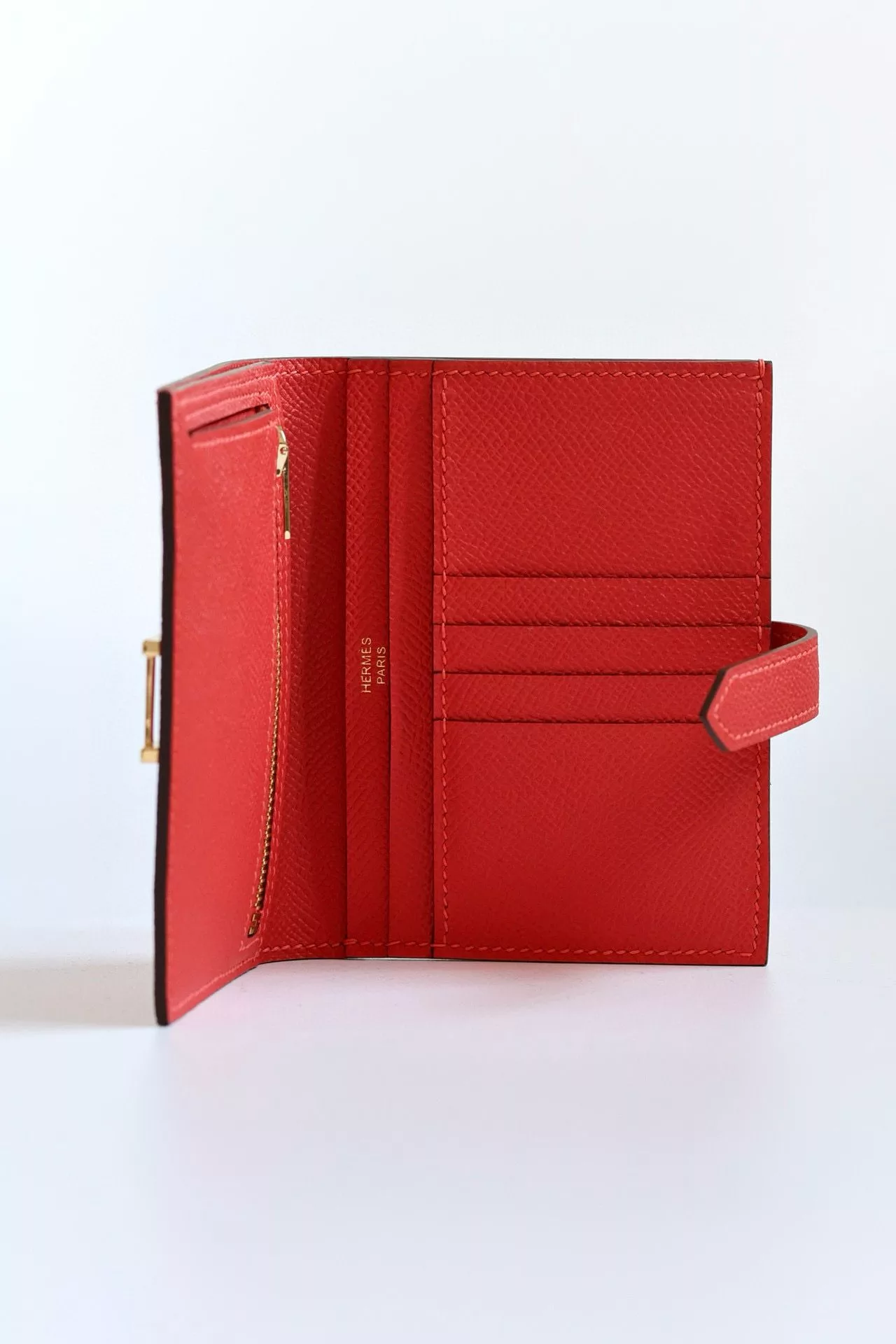 Hermes Bearn Compact Handmade Wallet in Red Epsom Calfskin – HW137