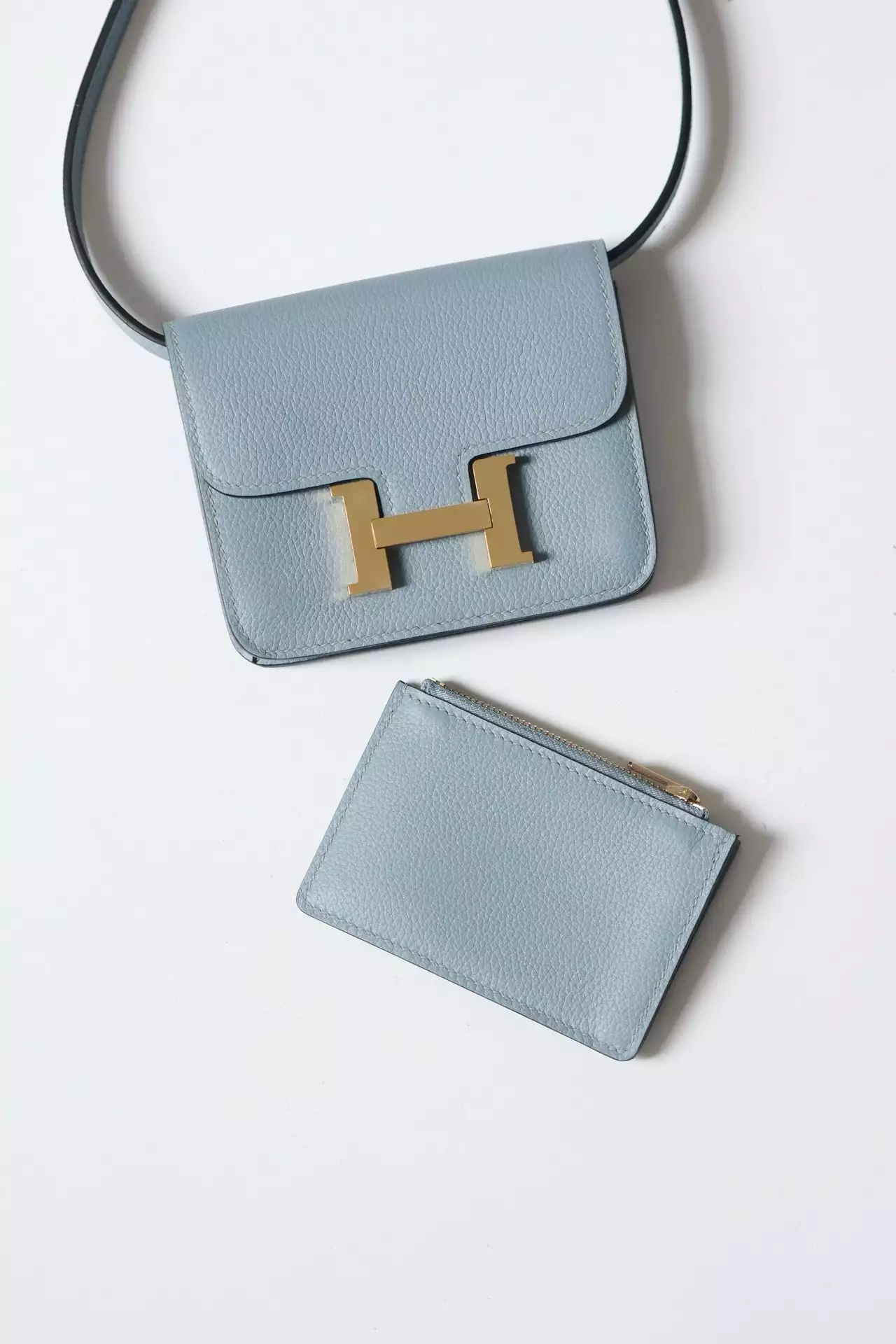 Hermes Constance Slim Wallet in Blue Lin Evercolor Calfskin – HW160