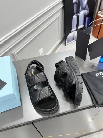 PRADA PADDED SANDALS IN BLACK NAPPA LEATHER – PSD039