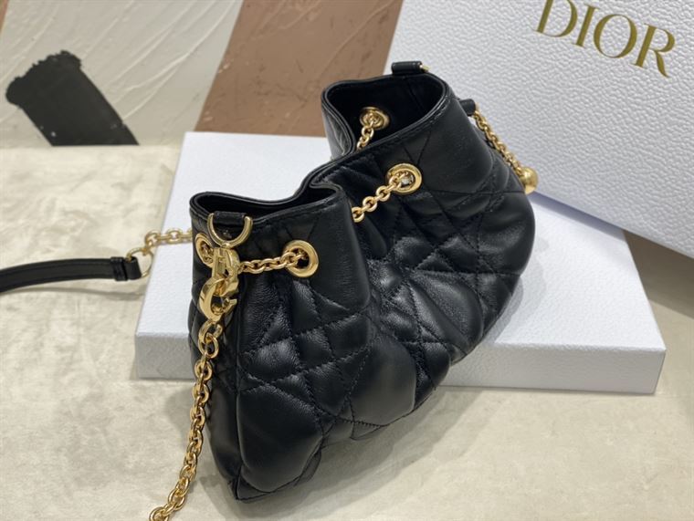 DIOR SMALL DIOR AMMI BAG BLACK SUPPLE MACROCANNAGE LAMBSKIN – DOB046