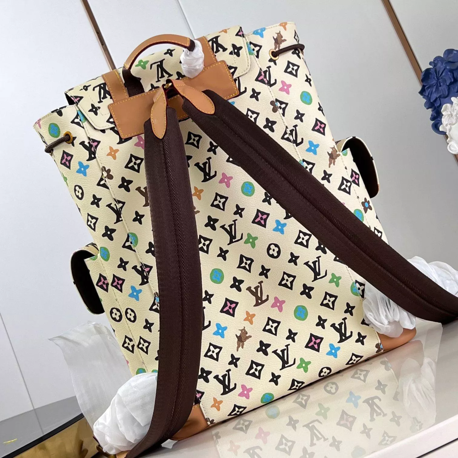 CHRISTOPHER MM BACKPACK VANILLA MONOGRAM CRAGGY COATED CANVAS M25240 – LW350