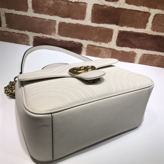 GUCCI GG MARMONT SMALL TOP HANDLE BAG IN WHITE LEATHER – GB51