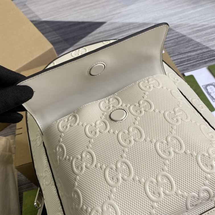 GUCCI LOGO EMBOSSED PERFORATED LEATHER BACKPACK – BG037