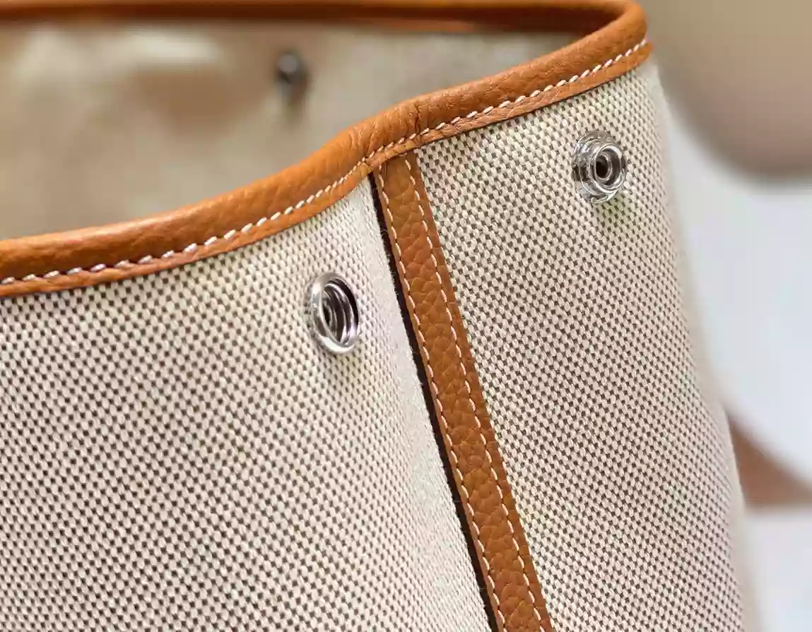 Hermes Garden Party 30cm Bag in Toile and Gold Leather – HW070