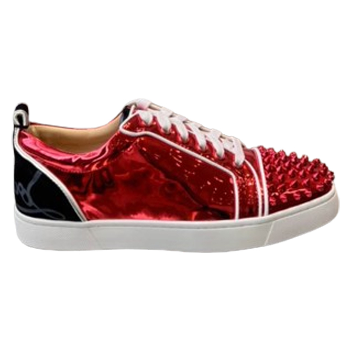 Christian Louboutin Fun Louis Junior Spikes Red Patent Leather Sneaker – CLS041