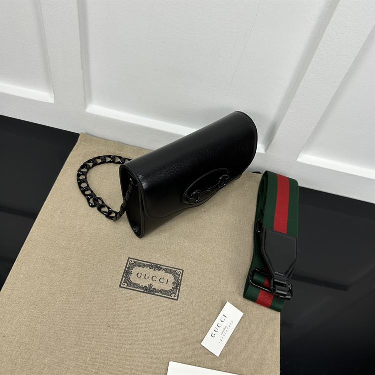 GUCCI HORSEBIT 1955 MINI BAG IN BLACK LEATHER – GB33