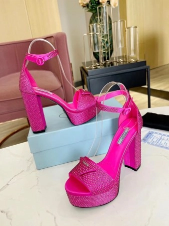 PRADA PLATFORM SANDALS 135MM IN RED SATIN WITH CRYSTALS – PSD011