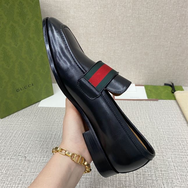 GUCCI GG WEB BLACK LEATHER LOAFER – GL051