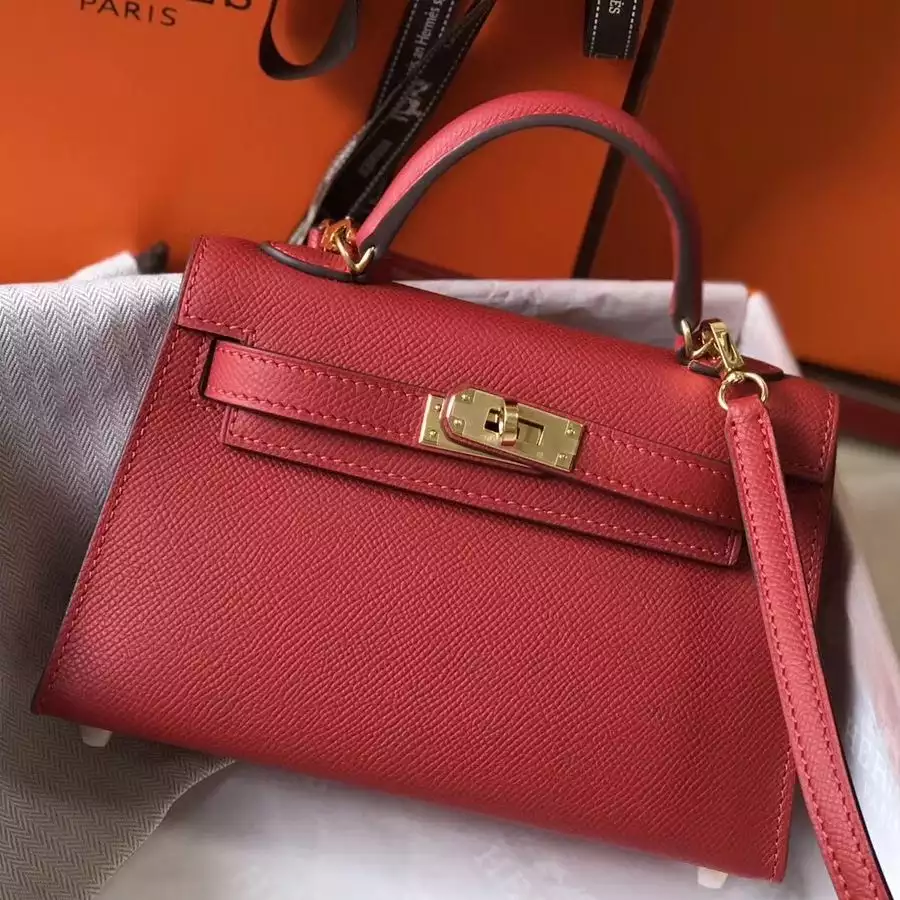 Hermes Kelly Mini II Bag In Rouge Vif Epsom Leather GHW – HW119