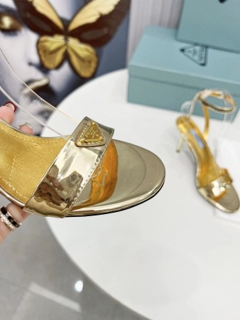 PRADA HEEL SANDALS 85MM IN GOLD METALLIC LEATHER – PSD058