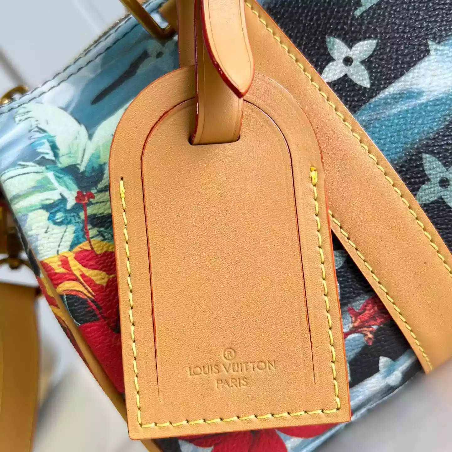 KEEPALL BANDOULIERE 25 NAVY BLUE MONOGRAM SURFIN’ CANVAS M25440 – LW433