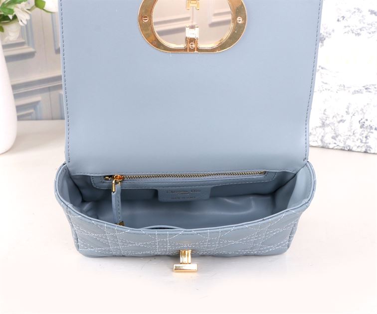 DIOR SMALL DIOR CARO BAG BLUE SUPPLE CANNAGE CALFSKIN – DOB121