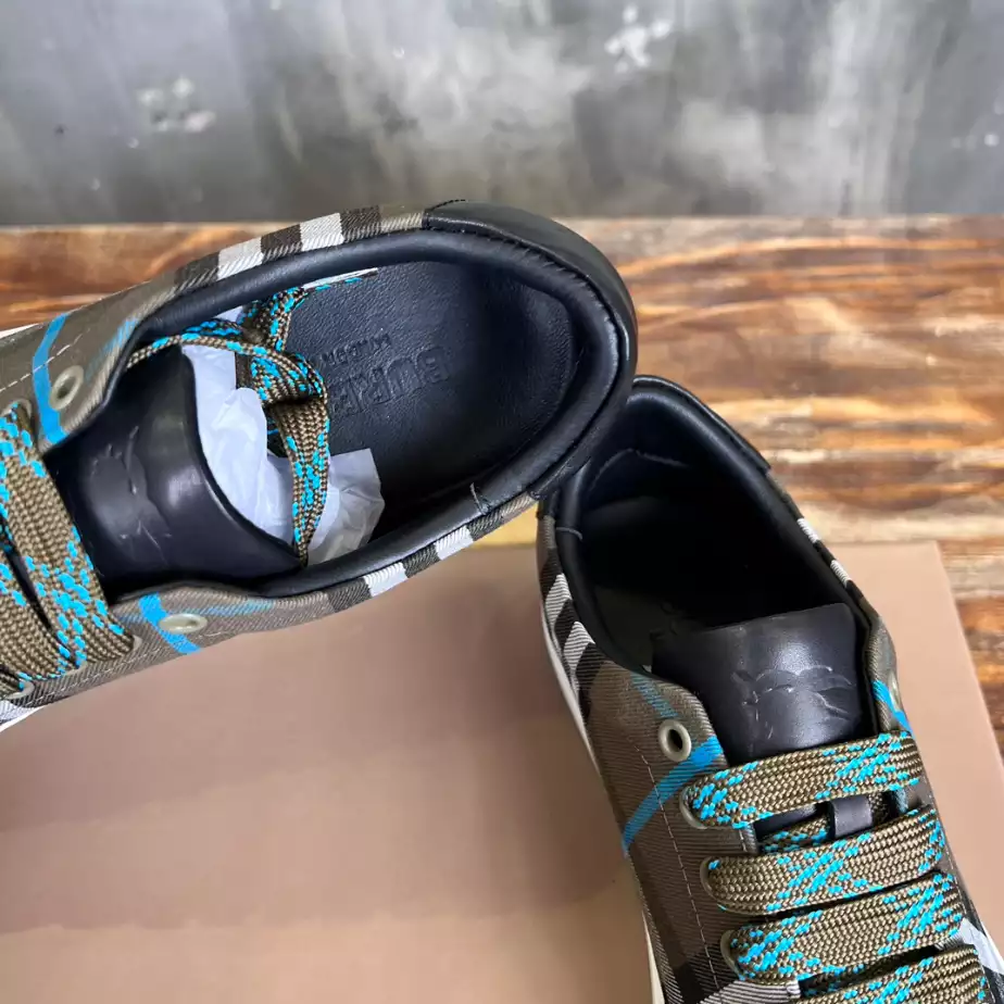 BURBERRY CHECK AND LEATHER SNEAKERS – BBR074