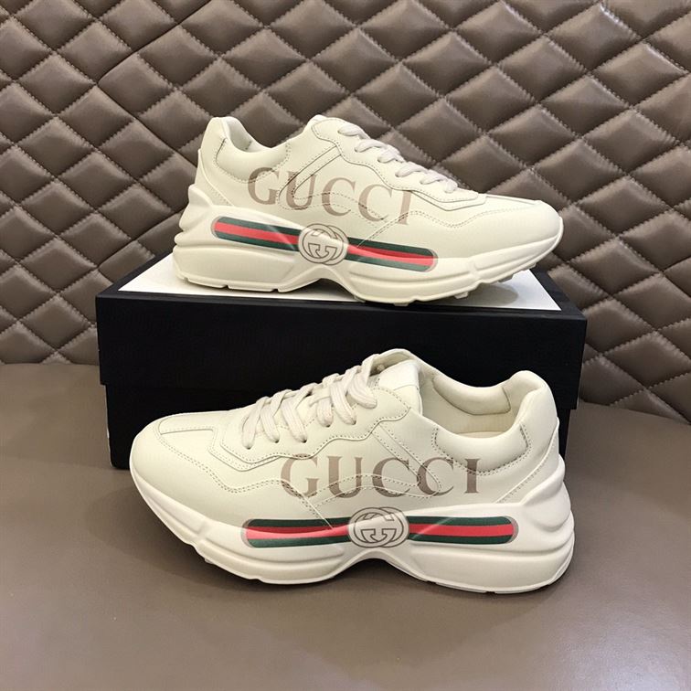 GUCCI WOMEN’S RHYTON GUCCI LOGO LEATHER SNEAKER – GCC008